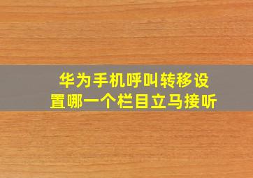 华为手机呼叫转移设置哪一个栏目立马接听