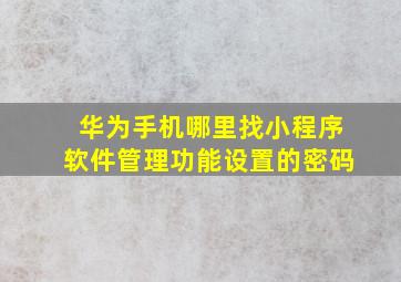 华为手机哪里找小程序软件管理功能设置的密码