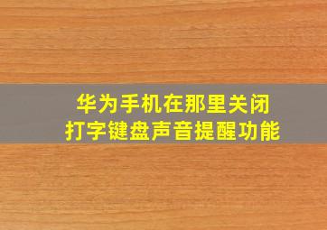 华为手机在那里关闭打字键盘声音提醒功能