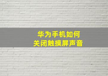 华为手机如何关闭触摸屏声音