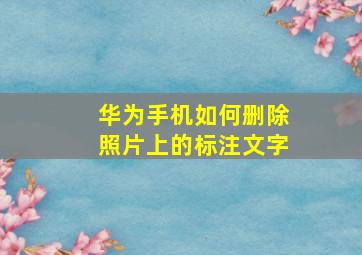 华为手机如何删除照片上的标注文字