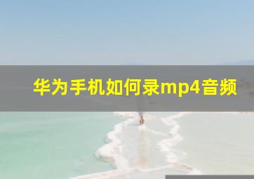 华为手机如何录mp4音频