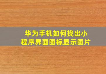 华为手机如何找出小程序界面图标显示图片