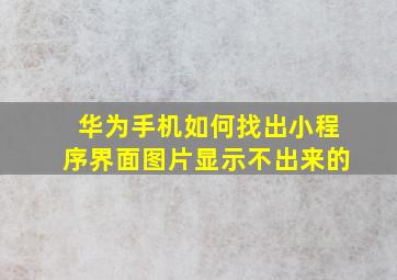 华为手机如何找出小程序界面图片显示不出来的