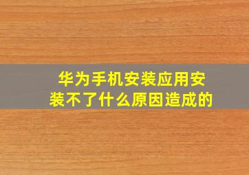 华为手机安装应用安装不了什么原因造成的