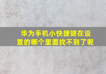 华为手机小快捷键在设置的哪个里面找不到了呢