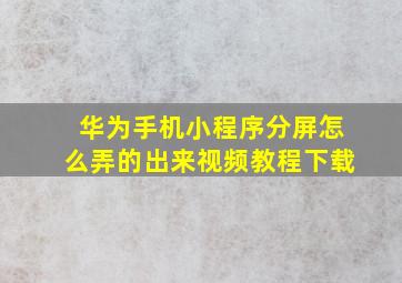 华为手机小程序分屏怎么弄的出来视频教程下载