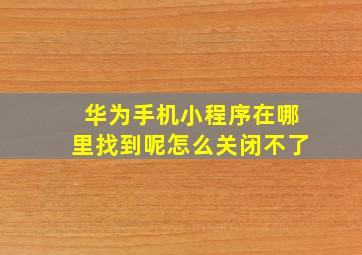 华为手机小程序在哪里找到呢怎么关闭不了