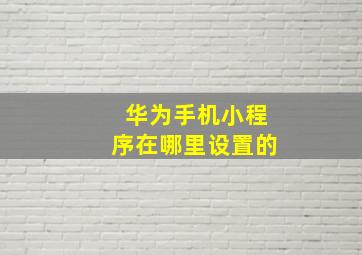 华为手机小程序在哪里设置的