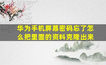 华为手机屏幕密码忘了怎么把里面的资料克隆出来