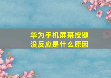 华为手机屏幕按键没反应是什么原因