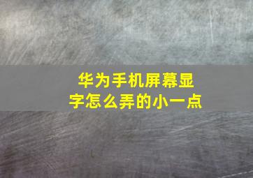 华为手机屏幕显字怎么弄的小一点