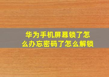 华为手机屏幕锁了怎么办忘密码了怎么解锁