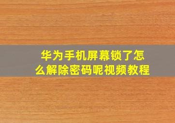 华为手机屏幕锁了怎么解除密码呢视频教程