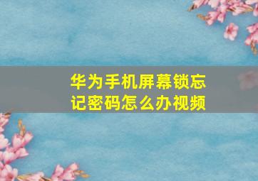 华为手机屏幕锁忘记密码怎么办视频