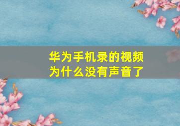 华为手机录的视频为什么没有声音了