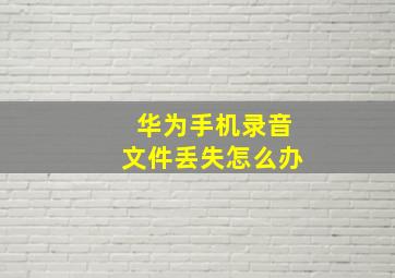 华为手机录音文件丢失怎么办