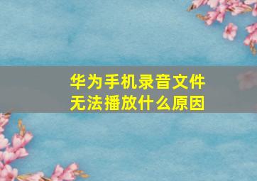 华为手机录音文件无法播放什么原因