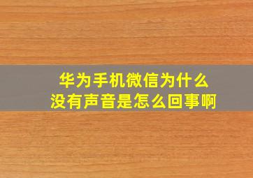 华为手机微信为什么没有声音是怎么回事啊