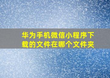 华为手机微信小程序下载的文件在哪个文件夹