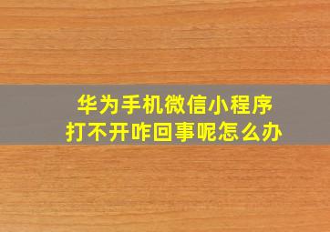 华为手机微信小程序打不开咋回事呢怎么办