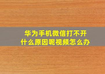 华为手机微信打不开什么原因呢视频怎么办