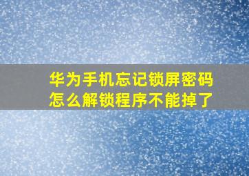 华为手机忘记锁屏密码怎么解锁程序不能掉了