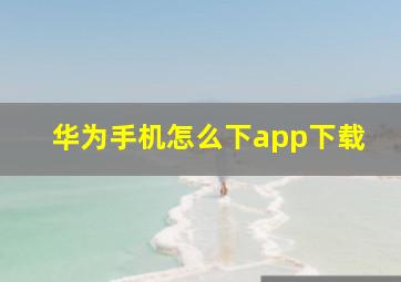 华为手机怎么下app下载