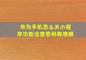 华为手机怎么关小程序功能设置密码呢视频