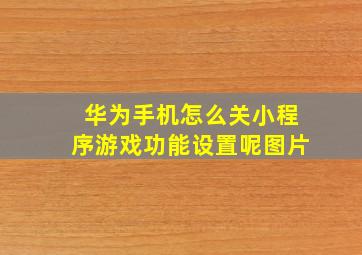 华为手机怎么关小程序游戏功能设置呢图片