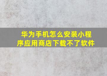 华为手机怎么安装小程序应用商店下载不了软件