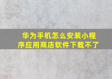 华为手机怎么安装小程序应用商店软件下载不了