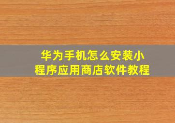 华为手机怎么安装小程序应用商店软件教程