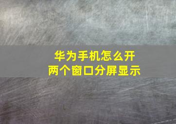 华为手机怎么开两个窗口分屏显示