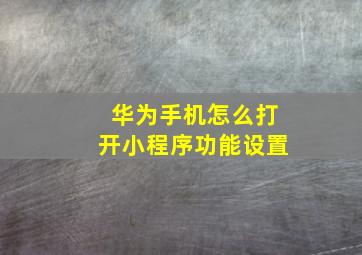 华为手机怎么打开小程序功能设置