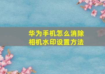 华为手机怎么消除相机水印设置方法