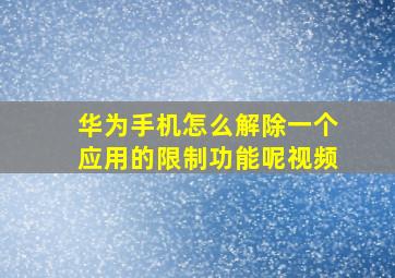 华为手机怎么解除一个应用的限制功能呢视频