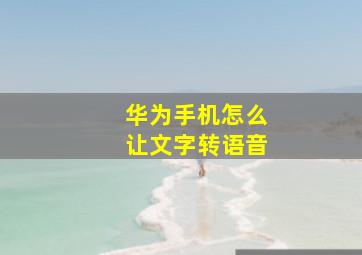 华为手机怎么让文字转语音