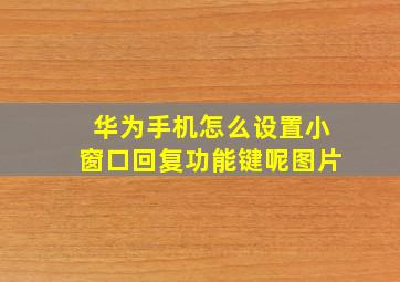 华为手机怎么设置小窗口回复功能键呢图片