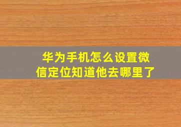 华为手机怎么设置微信定位知道他去哪里了