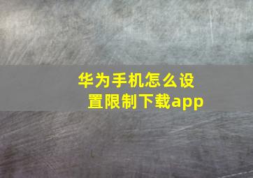 华为手机怎么设置限制下载app