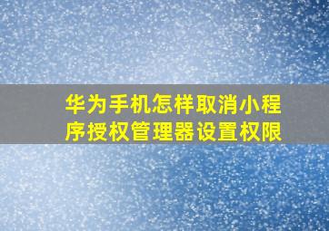 华为手机怎样取消小程序授权管理器设置权限