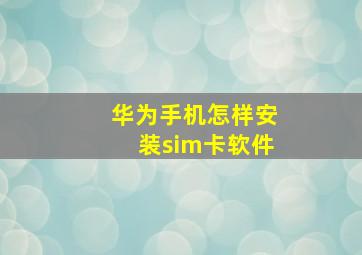 华为手机怎样安装sim卡软件