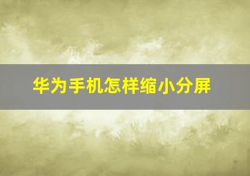 华为手机怎样缩小分屏