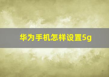 华为手机怎样设置5g