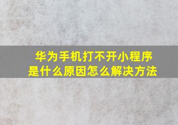 华为手机打不开小程序是什么原因怎么解决方法