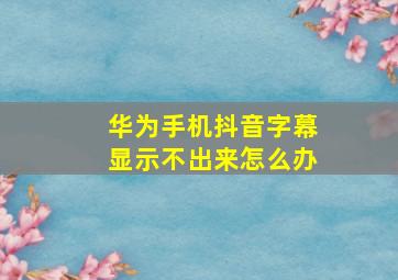 华为手机抖音字幕显示不出来怎么办