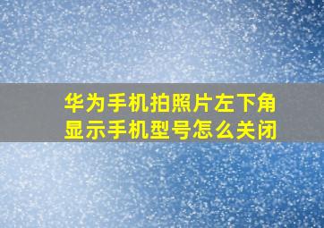 华为手机拍照片左下角显示手机型号怎么关闭