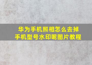 华为手机照相怎么去掉手机型号水印呢图片教程