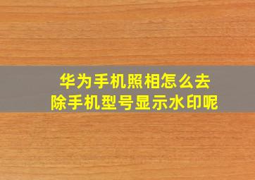 华为手机照相怎么去除手机型号显示水印呢